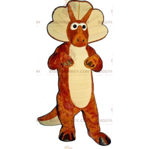 Disfraz de mascota dinosaurio naranja y blanco BIGGYMONKEY™ -