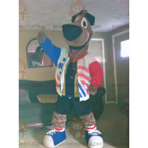 BIGGYMONKEY™ Costume da mascotte per cane marrone grande con
