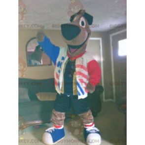 BIGGYMONKEY™ Disfraz de mascota de perro marrón grande con
