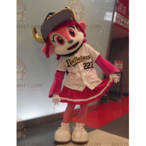Fantasia Creature Girl Pink Cat Mascote BIGGYMONKEY™ Fantasia –
