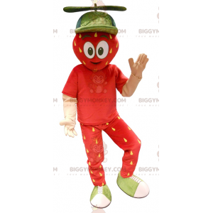 Traje de mascote BIGGYMONKEY™ vermelho e amarelo gigante