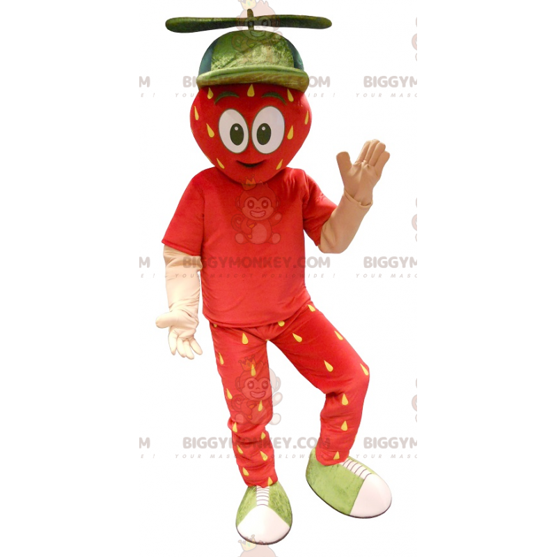 Costume de mascotte BIGGYMONKEY™ rouge et jaune de fraise