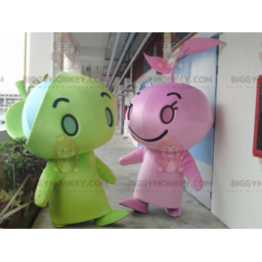 2 mascotte dei giganti uomini verdi e rosa di BIGGYMONKEY -