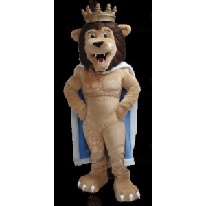 Lion King BIGGYMONKEY™ mascottekostuum met cape en kroon -