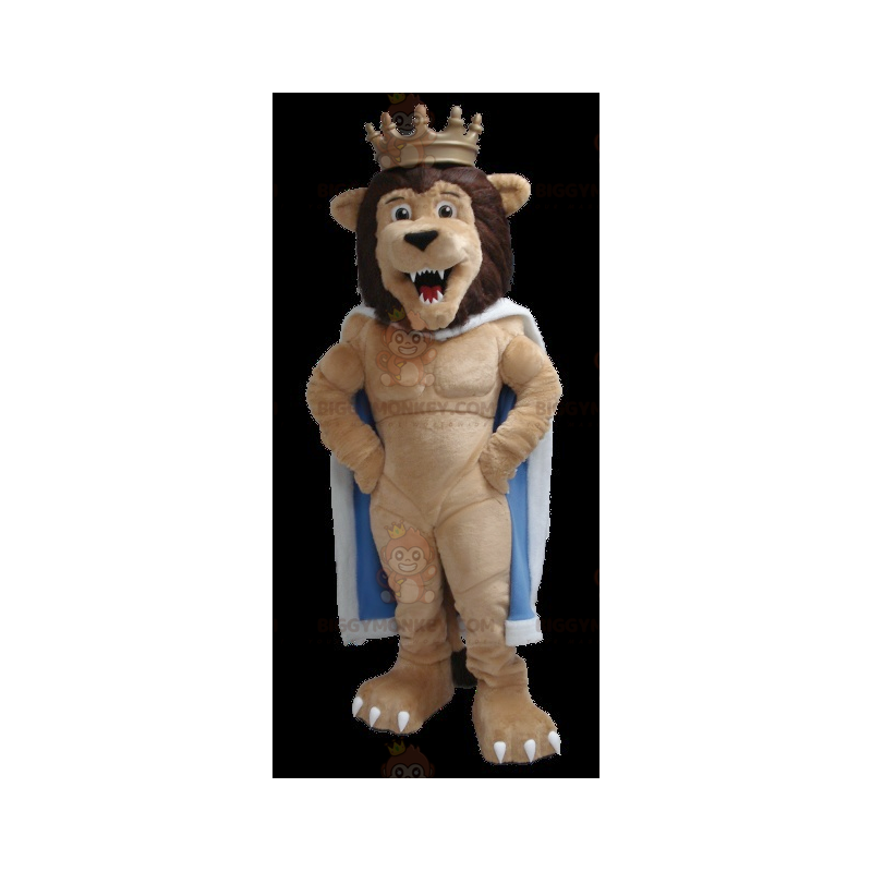 Lion King BIGGYMONKEY™ Mascot Costume with Cape and Crown –