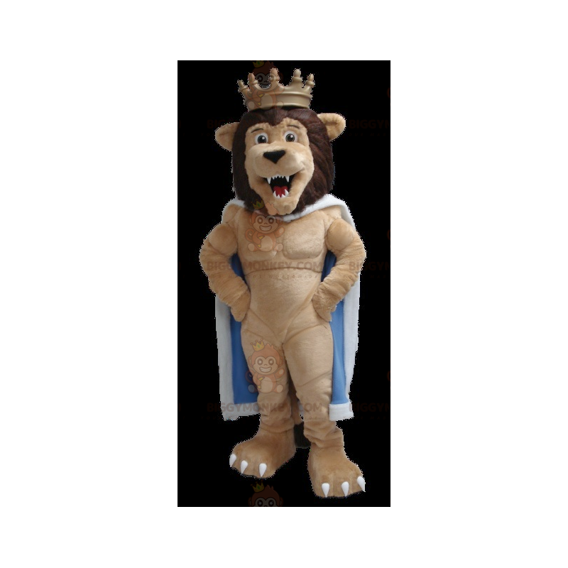 Lion King BIGGYMONKEY™ mascottekostuum met cape en kroon -