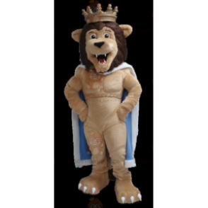 Lion King BIGGYMONKEY™ mascottekostuum met cape en kroon -