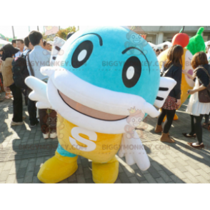 Big Yellow White Blue Fish BIGGYMONKEY™ Mascot Costume –