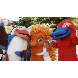 3 BIGGYMONKEY™s mascot a bird an orange hedgehog and an otter -