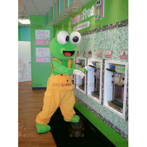 BIGGYMONKEY™ Mascot Costume of Green Frog in Orange Overalls –