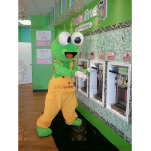 Disfraz de mascota BIGGYMONKEY™ de rana verde con overol
