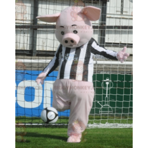 BIGGYMONKEY™ Pink Pig Mascot Costume with Black and White