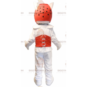 Costume de mascotte BIGGYMONKEY™ de chien blanc en tenue de