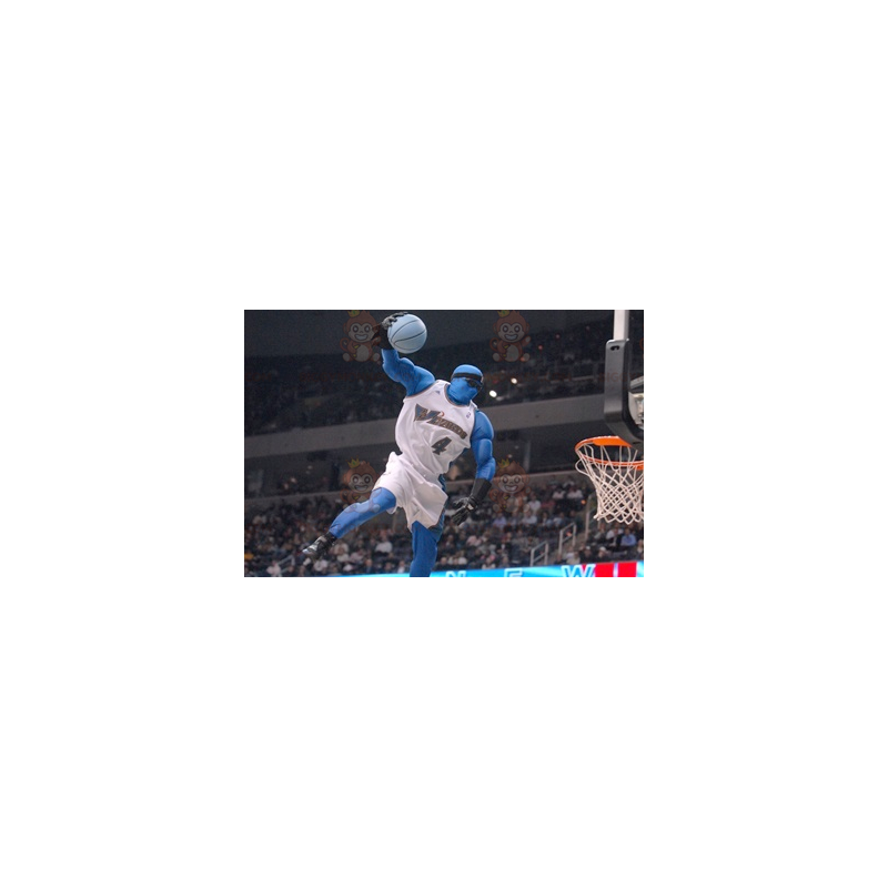 BIGGYMONKEY™ Mascot Costume Blue Man In Basketball Outfit –