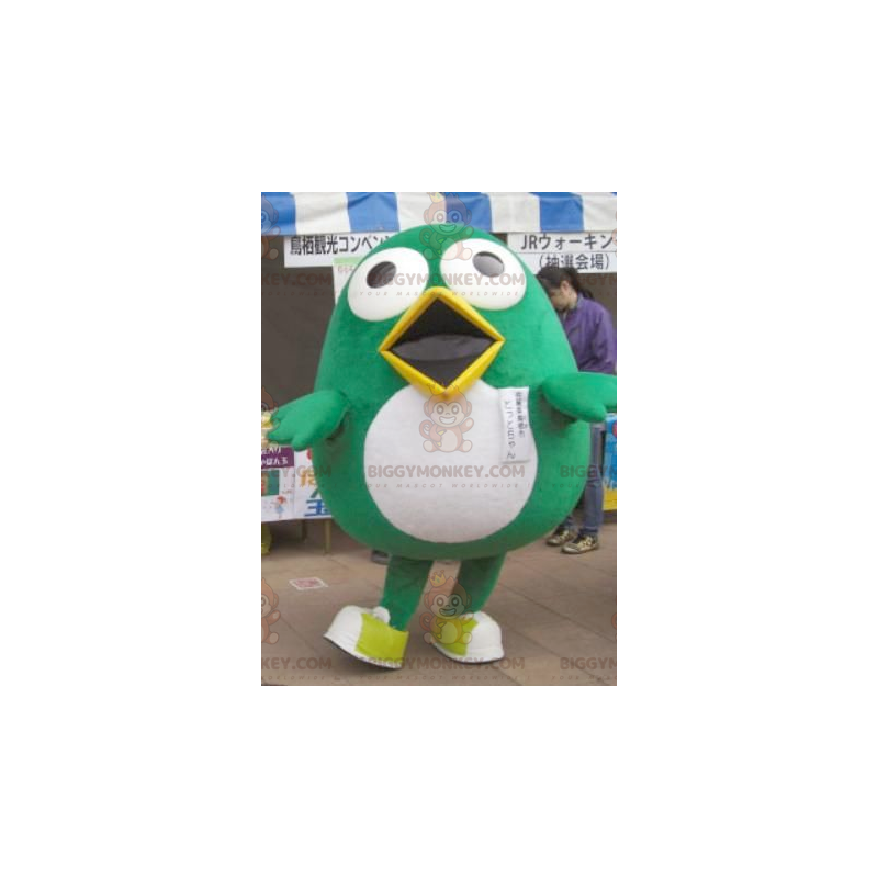 BIGGYMONKEY™ Grote grappige groene en witte vogel mascotte