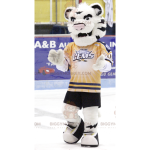 Λευκή & Μαύρη στολή μασκότ BIGGYMONKEY™ Tiger με αθλητικά ρούχα