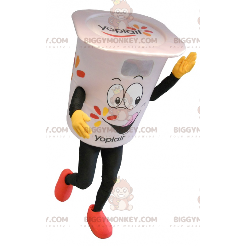 Costume de mascotte BIGGYMONKEY™ de pot de yaourt blanc géant -