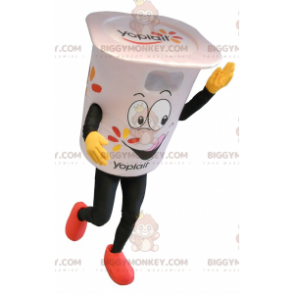 Jättevit yoghurtkruka BIGGYMONKEY™ maskotdräkt - BiggyMonkey