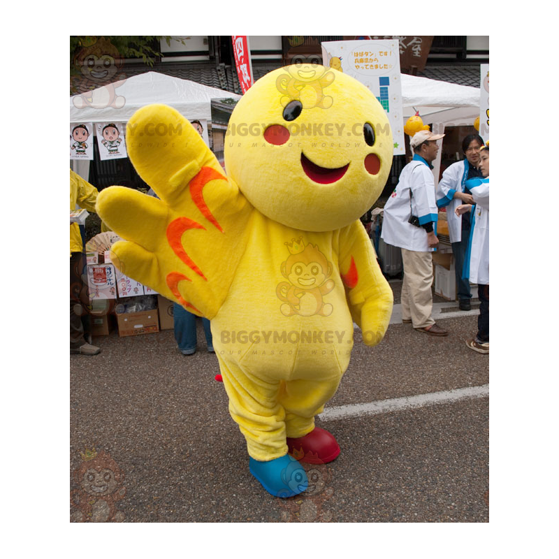 Disfraz de mascota pájaro gigante muñeco de nieve amarillo