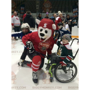 BIGGYMONKEY™ Disfraz de mascota de oso polar en traje de hockey