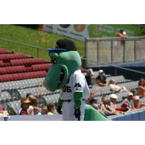 Kostým maskota BIGGYMONKEY™ Zelený krokodýl v bílém hokejovém