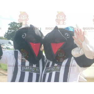 Duo de mascottes BIGGYMONKEY™ de taupes d'ours noir en tenue de