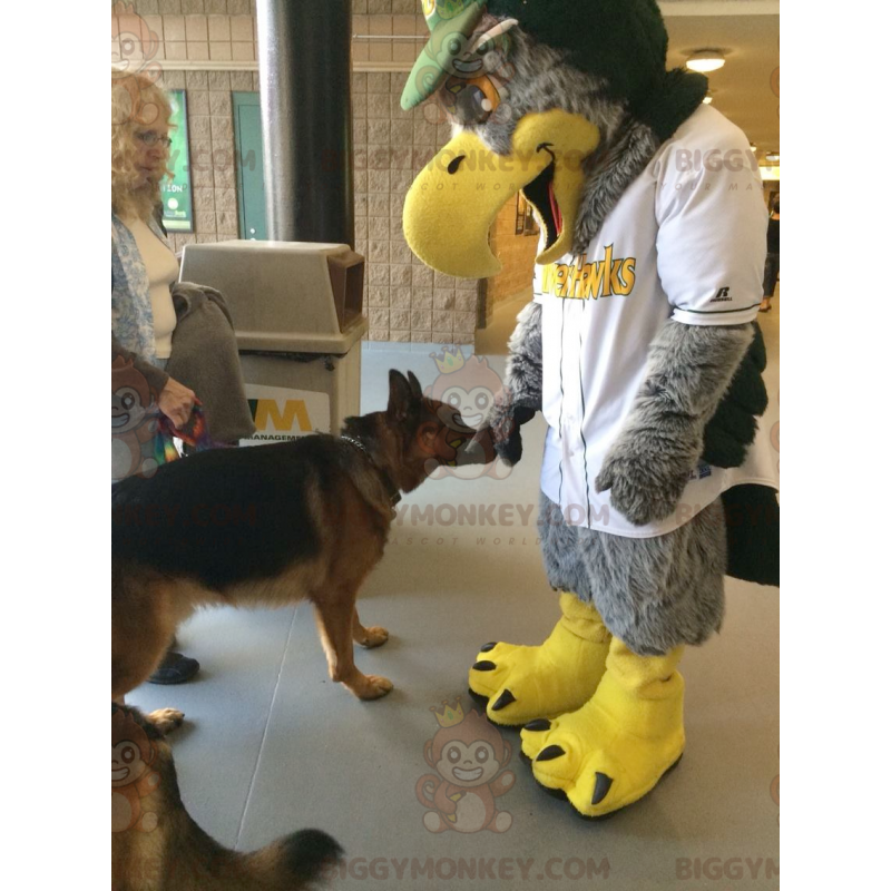 All Hairy Gray and Yellow Eagle BIGGYMONKEY™ Mascot Costume –