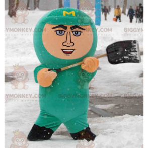 Mens BIGGYMONKEY™ Mascot Costume with Jumpsuit and Green Hood –