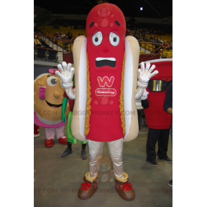 Costume da mascotte Hot Dog gigante rosso e marrone