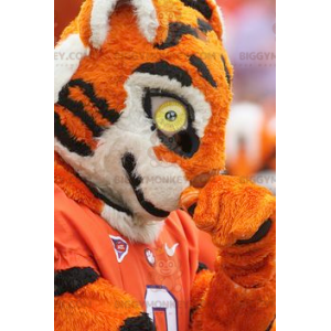 BIGGYMONKEY™ maskotkostume Sort & hvid Orange tiger i sportstøj