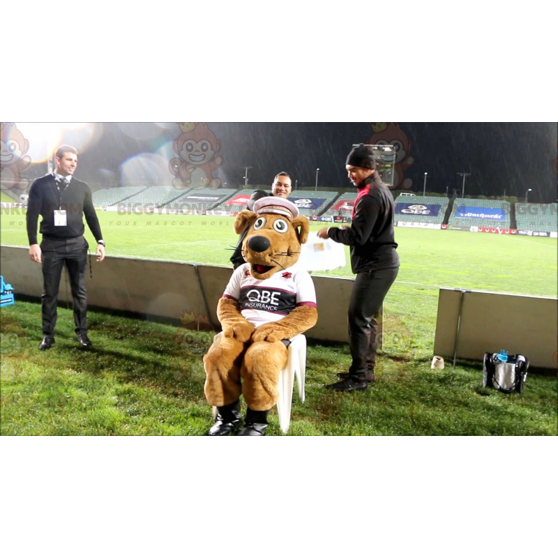 Brauner Hund BIGGYMONKEY™ Maskottchen-Kostüm in Sportbekleidung