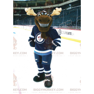 BIGGYMONKEY™ Brown Caribou Reindeer Mascot Costume In Hockey