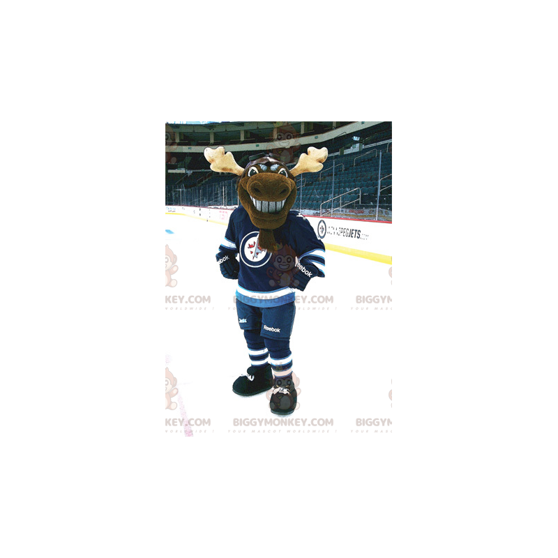 BIGGYMONKEY™ bruin kariboe rendier mascotte kostuum in hockey