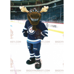BIGGYMONKEY™ Brown Caribou Reindeer Mascot Costume In Hockey