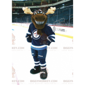 BIGGYMONKEY™ Brun Caribou Renmaskotdräkt i Hockeyoutfit -