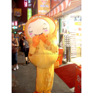 BIGGYMONKEY™ Maskottchenkostüm Puppenmädchen im gelben Outfit -