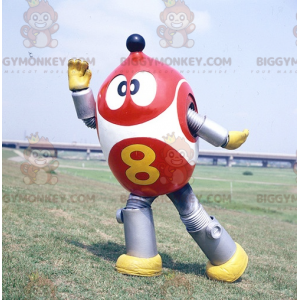 Costume de mascotte BIGGYMONKEY™ de robot rouge blanc et gris