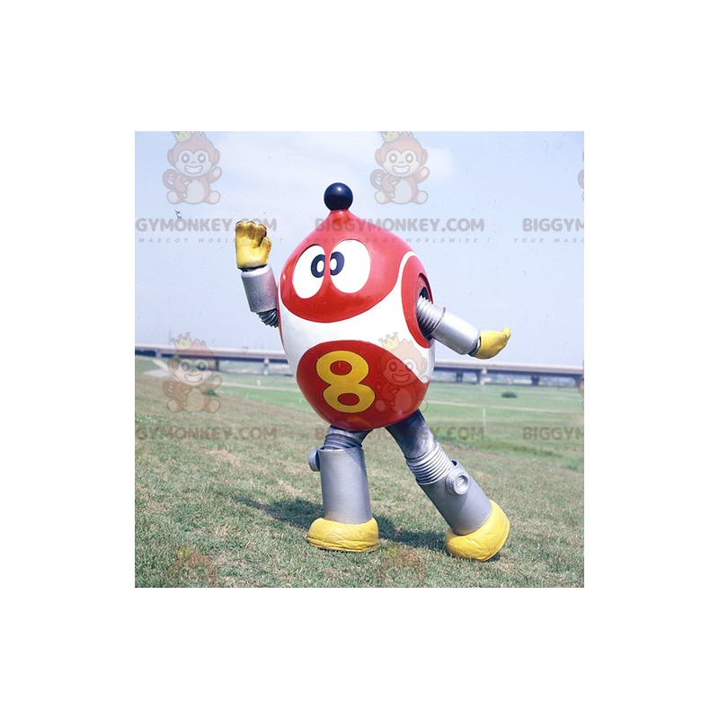 Red White and Metallic Gray Robot BIGGYMONKEY™ Mascot Costume -