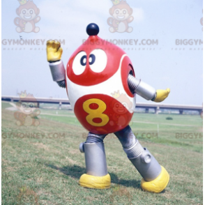 Red White and Metallic Gray Robot BIGGYMONKEY™ Mascot Costume –