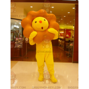 Costume de mascotte BIGGYMONKEY™ de lion jaune et marron avec