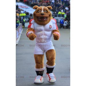Kostium maskotka umięśniony buldog BIGGYMONKEY™ brązowy pies w