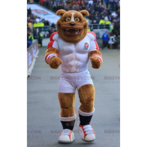 BIGGYMONKEY™ Bruine hond gespierd Bulldog mascotte kostuum in