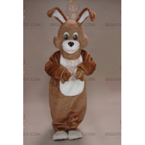 BIGGYMONKEY™ maskotkostume Brun og hvid kanin med store ører -
