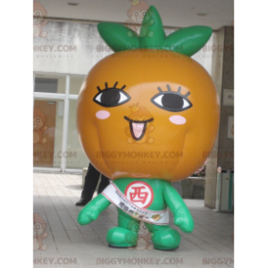 Jätte orange pumpa Orange och grön BIGGYMONKEY™ maskotdräkt -