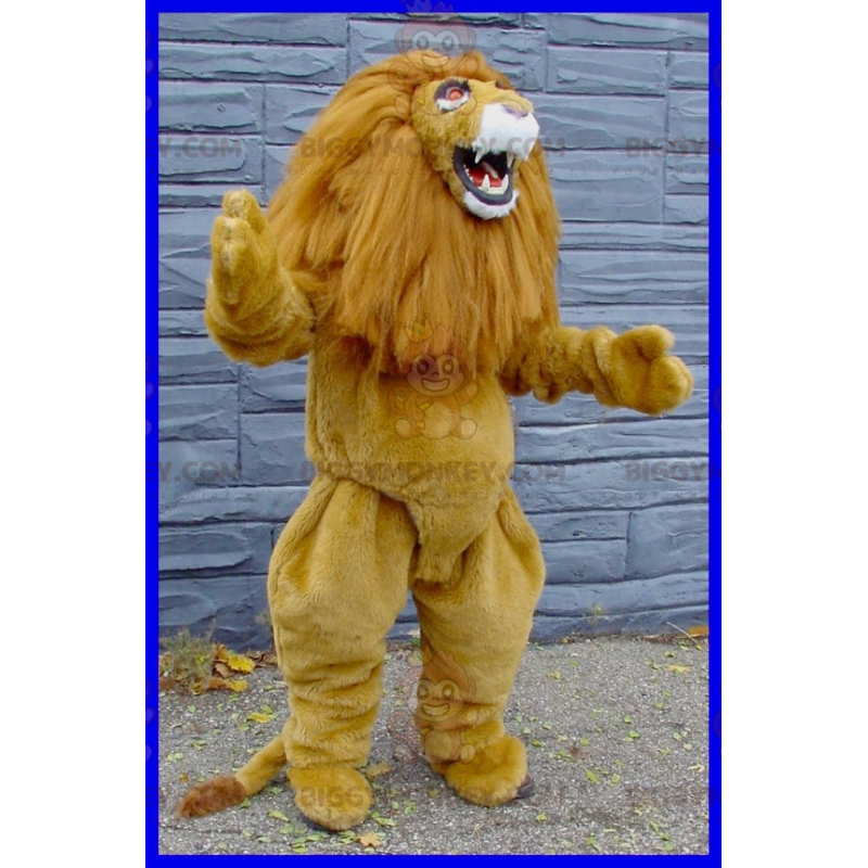 Kostým maskota BigGYMONKEY™ s hnědým a bílým lvem Big Mane –