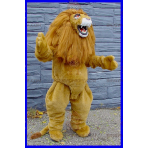 Costume de mascotte BIGGYMONKEY™ de lion marron et blanc avec