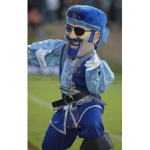 Costume da mascotte BIGGYMONKEY™ Costume da pirata baffuto blu