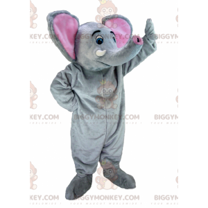 Jätte grå och rosa elefant BIGGYMONKEY™ maskotdräkt -