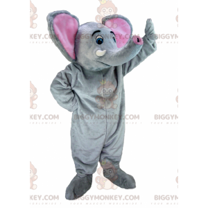 Traje de mascote gigante cinza e elefante rosa BIGGYMONKEY™ –