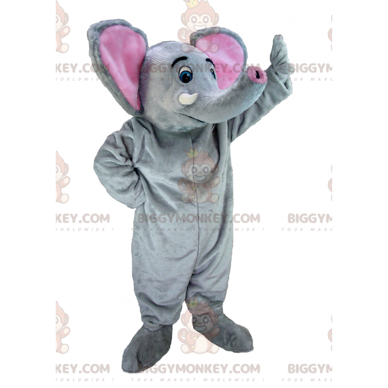 Disfraz de mascota elefante gigante gris y rosa BIGGYMONKEY™ -